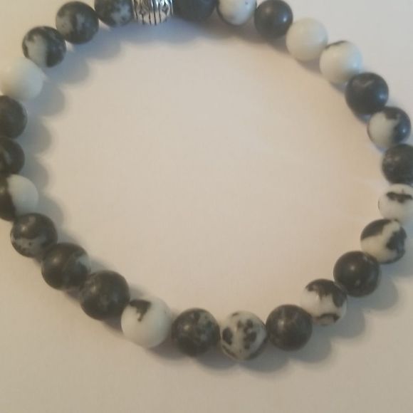 Zebra Stone Mens 8" Expansion Bracelet New Custom Made 6mm Balance Your Life - Picture 5 of 9